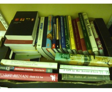Four boxes containing an extensive collection of biographies, autobiographies, literary essays including a few signed copies,