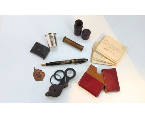 The Croxley Vintage Fountain Pen, a twin lens, a vesta, 19th century religious texts, etc