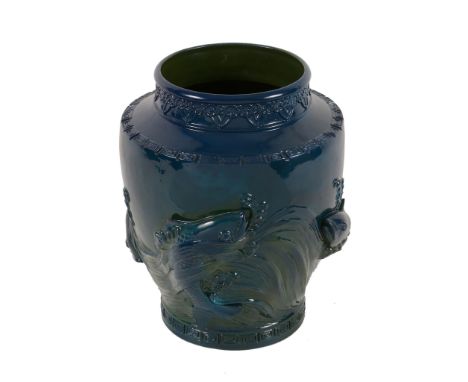 A Royal Worcester Sabrina Ware vase, with leaping fish amidst waves   A Royal Worcester Sabrina Ware vase,   with leaping fis