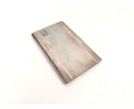 A hallmarked Birmingham silver cigarette case with engine turned decoration,  with inscription for 'Alderman Jex' from the 'N