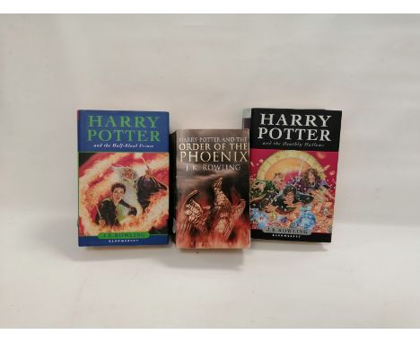 Two first edition Harry Pottery hardback books with dust jackets,  Harry Potter and the Deathly Hallows' and 'Harry Potter an