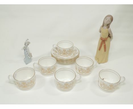A Spanish Lladro porcelain figure of a young lady with a sun hat,  the base with impressed and incised numerals and printed f