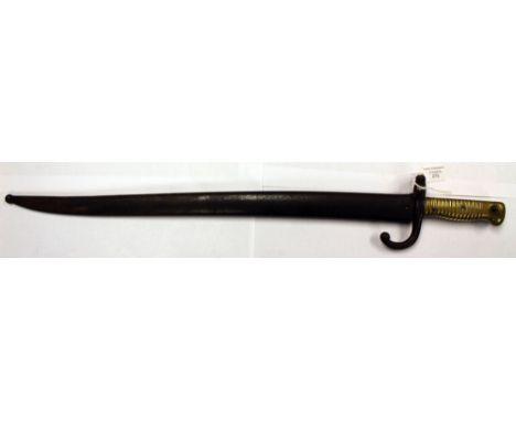 French 1866 pattern Chassepot bayonet with scabbard. Dated 1875, Non matching numbers..