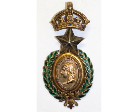 Masonic Medal: Victorian Albert Prince of Wales Commemorative medallion, silver/gilt with enamel, dated June 21 1887 Oval sil