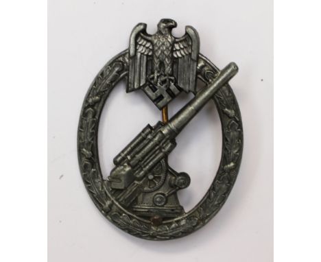 Heer / Waffen SS Heeres Flakabzeichen - Army Flak Badge. Period repair done to replace a broken catch. No maker mark, zink.