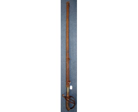 Victorian British Army Officers sword. Grip in relic condition. Scabbard rust pitted. Etched blade.