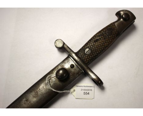 Spanish Mauser Bolo Bayonet and scabbard. Toledo markings to blade.