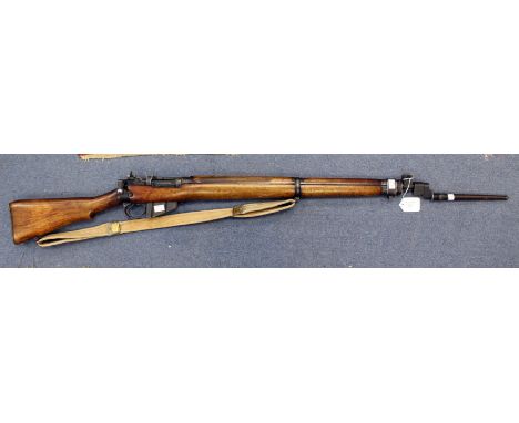 WW2 British Lee-Enfield No4 .303 bolt action rifle made by Long Branch, Canada. Serial number 6L1579 complete with web sling 