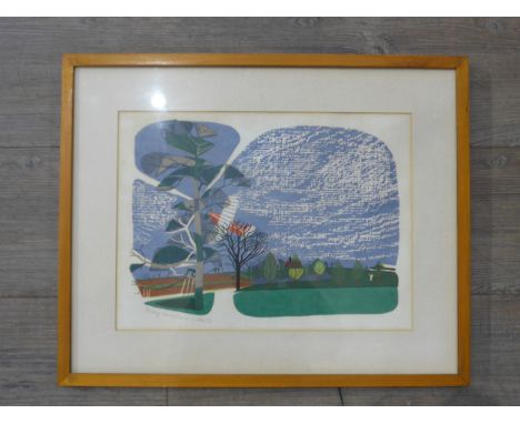 MOSS FULLER (b.1937): A screenprint 'Spray Aeroplane &amp; Elm', numbered 2/27, 28cm x 37.5cm, pencil signed, framed and glaz