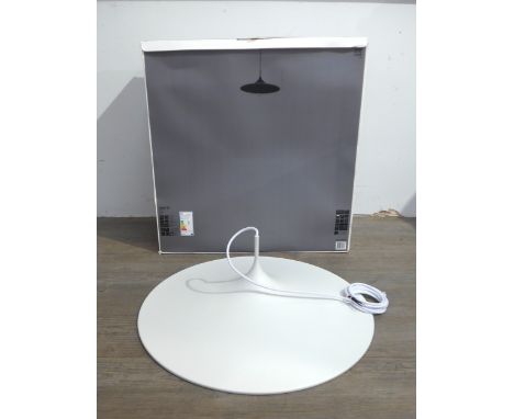 A modern Danish Nordlux ceiling light, 'Skip 57',designed by Kaare Baekgaard, in white finish. 58.7cm diameter, 20cm high