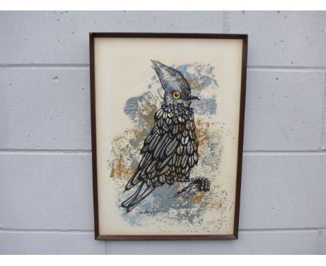 ANTHONY GIBBS (b.1951) A framed and glazed watercolour mixed media on paper - 'Waxwing'. Signed lower left. Image size 52.5cm