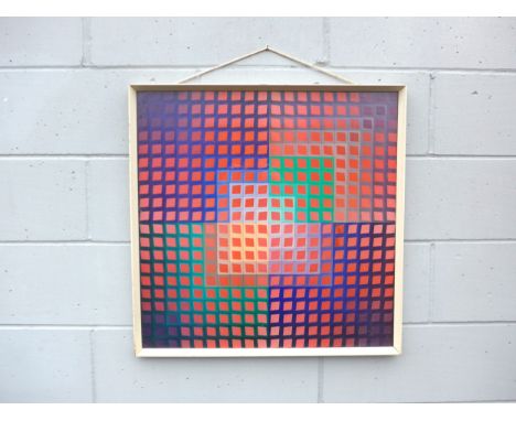 After Victor Vasarely - a framed and glazed op art print. Image size 66.5cm x 66.5cm
