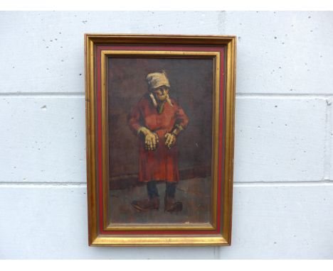 HAROLD RILEY (1934-2023) (ARR) 'Washer Woman' - A framed oil on board. Unsigned. Labels verso. Image size 41.5cm x 25.5cm"Har
