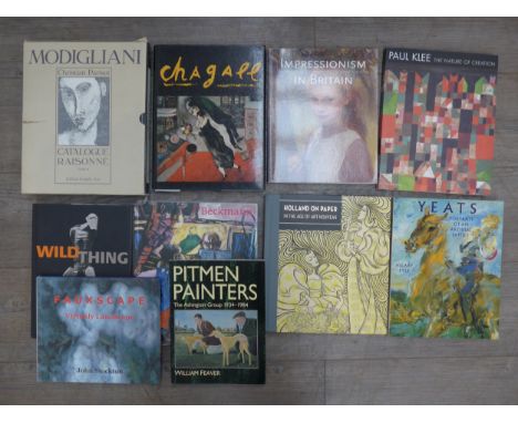A Modigliani catalogue Raisonne, Tome II art book in original slipcase, and a collection of other art books and catalogues in