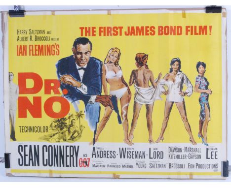 James Bond, Dr No, 1962 UK quad film poster, the iconic first James Bond film starring Sean Connery, illustrated by Mitchell 