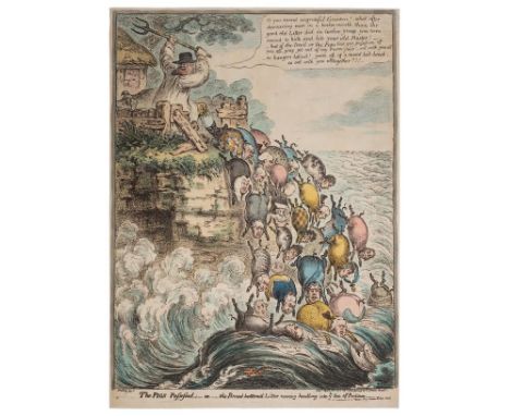 *Gillray (James, 1757-1815). The Pigs possessed - or - the Broad bottom'd litter running headlong into ye Sea of Perdition, p