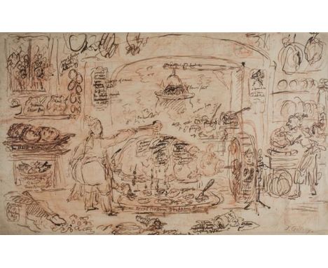 *Gillray (James, 1757-1815). [John Bull Roasted], circa 1807, a preparatory drawing for an unrealised print, executed in dark