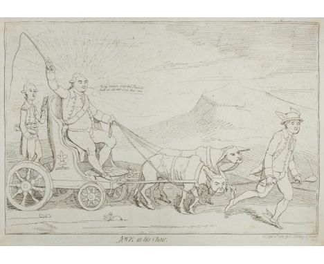 *Gillray (James, 1757-1815). Jove in his Chair, published Elizabeth D'Achery, Sept. 11th 1782, uncoloured etching, thread mar