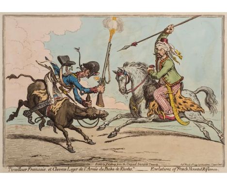 *Gillray (James, 1757-1815). Tirailleur Francais et Chevau leger de l'Arm‚e di Pacha de Rhodes - Evolutions of French mounted