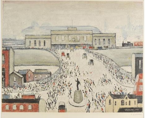 *@Lowry (Laurence Stephen, 1887-1976). Station Approach,  offset lithograph in colour, from the edition of 850 published by A