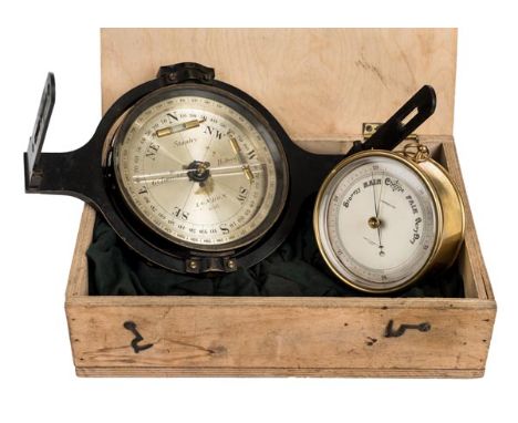 *Surveyor's Compass. 19th century surveyor's compass,  the silvered dial signed Stanley London 8505, two bubble levels and fo