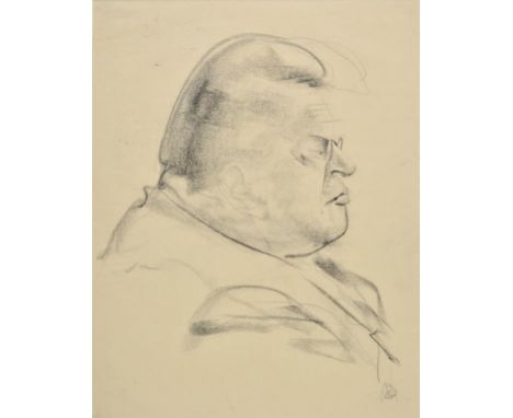 *Kapp (Edmond Xavier, 1890-1978). Profile portrait of a gentlemen with pince-nez, circa 1920s,  black charcoal on thin japan 