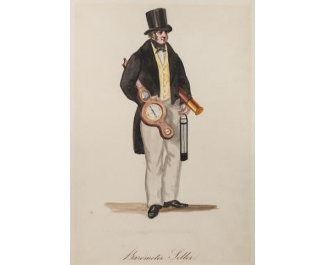 *Barometer Seller. Watercolour portrait, circa 1840,  watercolour of a (possibly Scottish) barometer seller, captioned in man