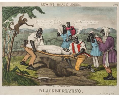 *Hunt (Charles, 1803-1877). Two caricatures from Lewis's Black Jokes, no. 13 'Blackberrying' and no. 6 'The Route', published