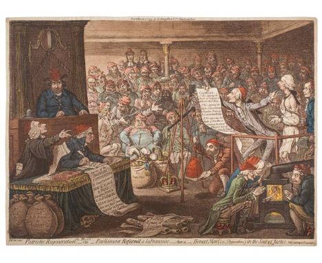 *Gillray (James, 1757-1815). Patriotic Regeneration - viz - Parliament Reform'd a la Francoise - that is - Honest Men (ie - o