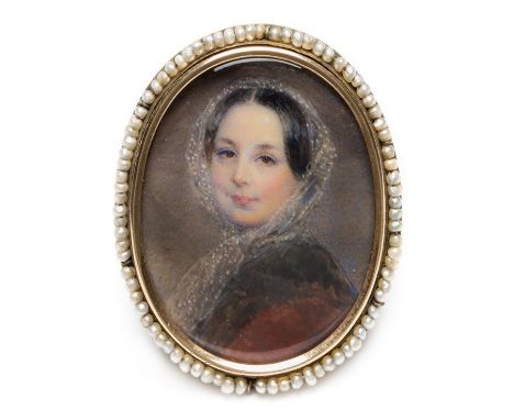 *Richmond (George, 1809-1896). Portrait of the artist's wife Julia Richmond (1811-1881), circa 1830,  miniature oval watercol