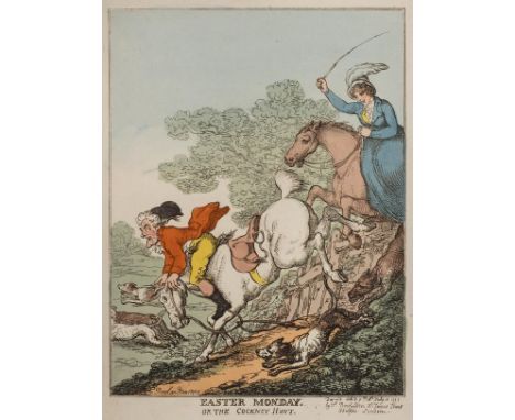 *Rowlandson (Thomas, 1756-1827). Easter Monday or the Cockney Hunt, published July 14th, 1811, etching with contemporary hand