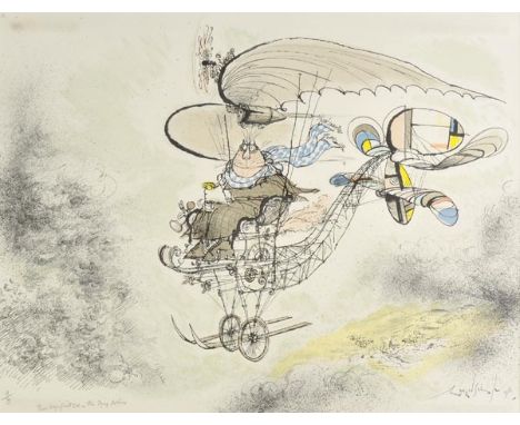 *Searle (Ronald, 1920-2011). Those magnificent cats in their flying machines, 1981, colour lithograph, printed Michel Cass‚, 