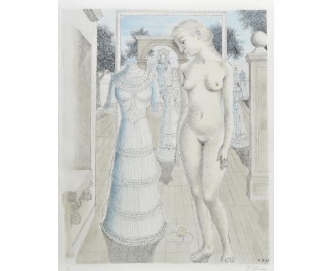 *@Delvaux (Paul). La Robe du Dimanche, 1967,  colour lithograph, signed in pencil, and numbered 42/75, in very good condition