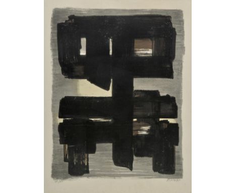 *@Soulages (Pierre, 1919-). Lithographie no. 1, 1957,  colour lithograph on Arches, signed in pencil, and numbered 39/60, pub