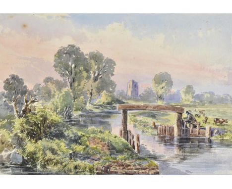 *Jones (Millicent Helen, 1841-1928). Folio album containing 23 watercolour landscapes,  including Tewkesbury from Forthampton