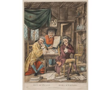 *Carington Bowles (publisher). Out of Place, Hors D'emploi In Place, En Emploi, circa 1785,  pair of mezzotint drolls with ea