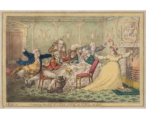 *Gillray (James, 1757-1815). Company shocked at a Lady getting up to Ring the Bell, published H. Humphrey, 1804, etching with