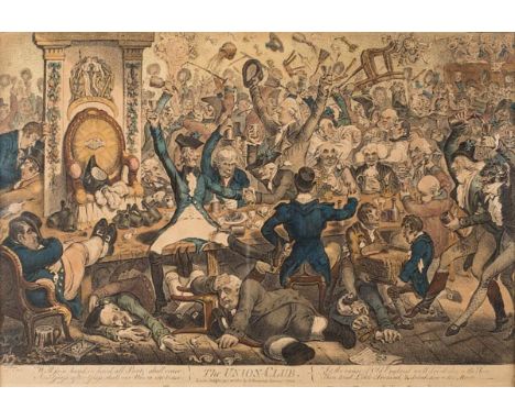 *Gillray (James, 1757-1815). The Union Club, published H. Humphrey, Jany. 21st 1801, engraving with contemporary hand colouri
