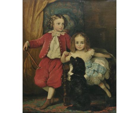 *Ludovici (Albert Johann, 1820-1894).  Portrait of two children (thought to be Prince Leopold (1853-1884) and Princess Beatri