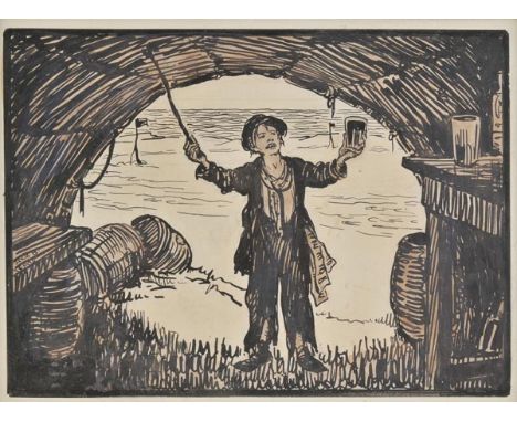*@Yeats (Jack Butler, 1871-1957). The Connaught Toast, 1912,  ink and watercolour on paper, signed to left margin, additional