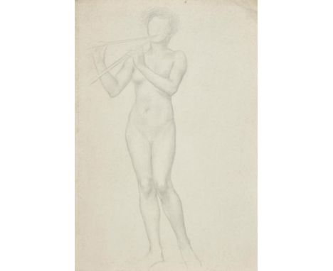 *De Morgan (Evelyn, 1855-1919). Study of a female nude for The Hour Glass, pencil on card, full-length study of a female nude