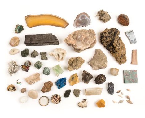 *Minerals & Shells. An old collection of minerals and shells, formed circa 1890-1910,  including blue and green carbonate of 