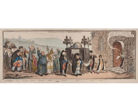*Gillray (James, 1757-1815). The Funeral-Procession of Broad-Bottom, published H. Humphrey, 1807, etching with contemporary h