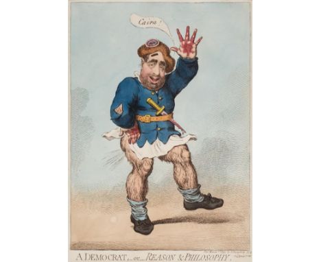 *Gillray (James, 1757-1815). A Democrat - or - Reason & Philosophy, published H.Humphrey, 1793, etching with bright contempor