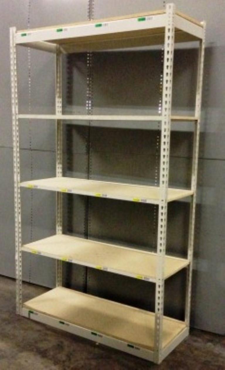 ONE LOT OF 20 SECTIONS OF RIVETIER INDUSTRIAL SHELVING, EACH SIZE 18"D