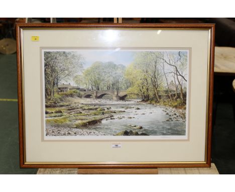 Limited edition print of bridge and river signed A Craven 