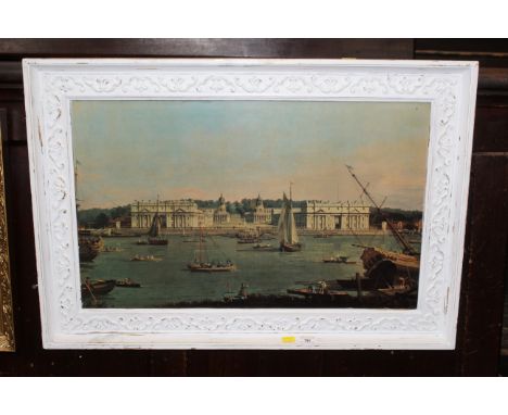 Italian canal print in white decorative frame