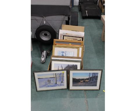 Two boxes of pictures, prints etc - CD Hiebert limited edition signed prints, First Light Wolves, Call of The North, Elk, Cal