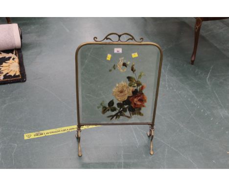 Victorian brass and mirrored fire screen 