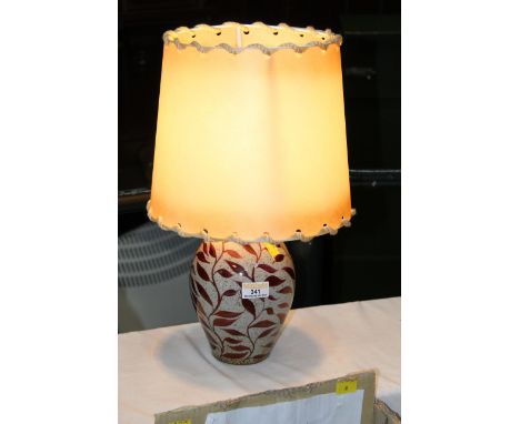 Modern leaf decorated lamp with cream shade 